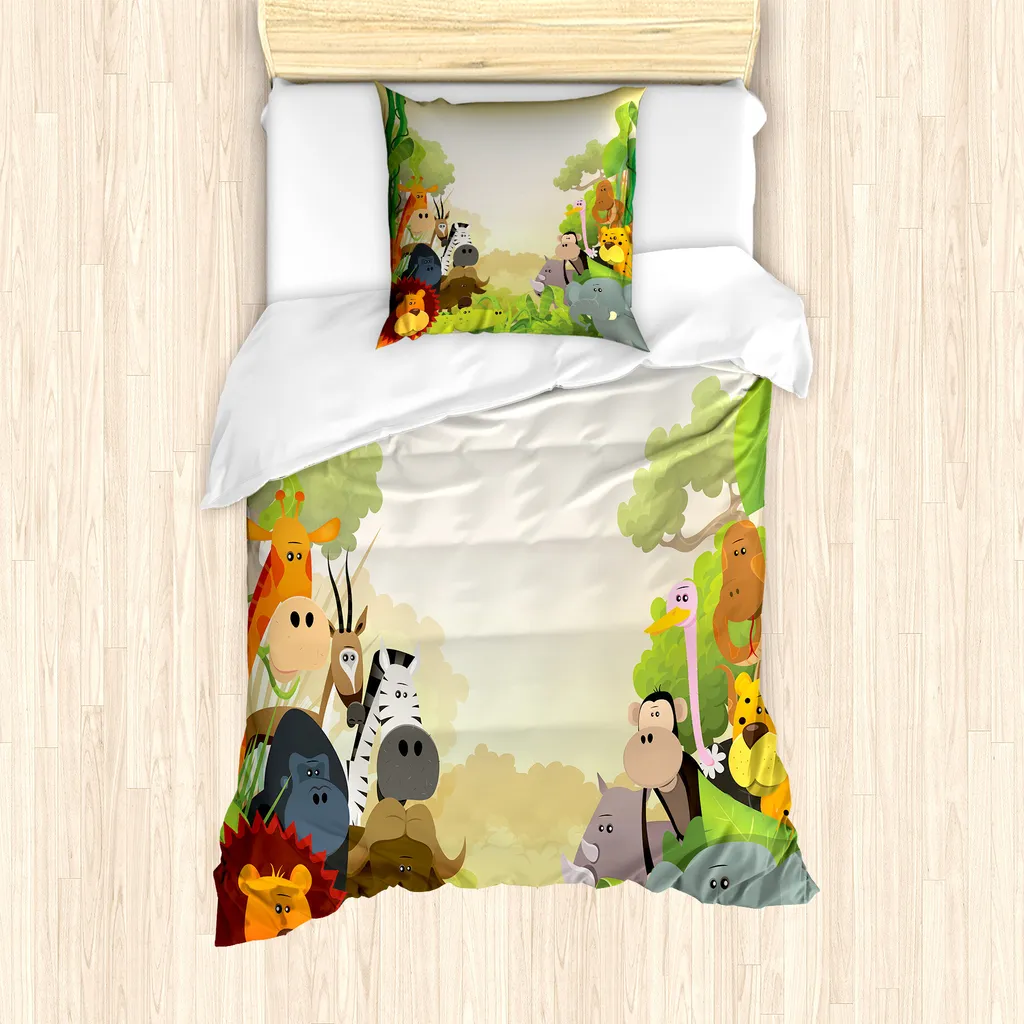 Set Copripiumino Singolo Animali Foresta ABAKUHAUS Antiacaro 135x200