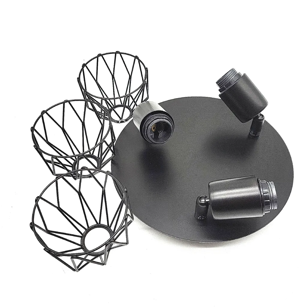 Dehobo Spot de plafond orientable 350° noir avec 3 ampoules E14 culot
