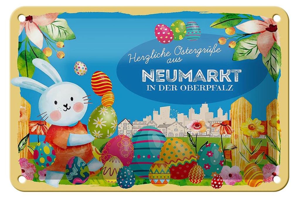 Blechschild Ostern Ostergrüße 18x12cm NEUMARKT IN DER OBERPFALZ Deko