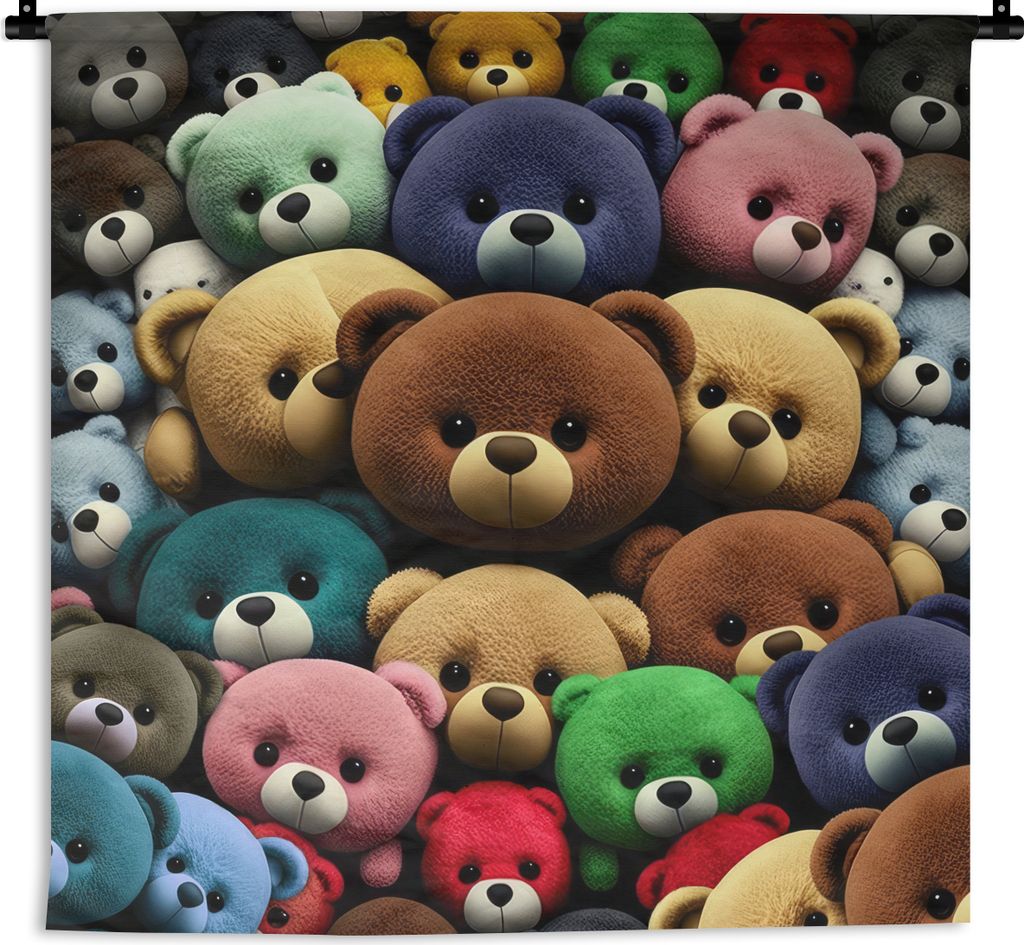 MuchoWow Wandteppich Wandbehang Teddybär - Teddy - Design - Kinder 150x150 cm Tapisserie Dekoration Wandtuch - Wohnaccessoires - Modernes