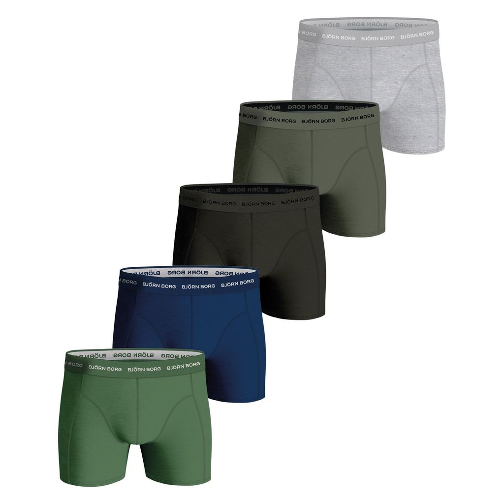 Björn Borg - Herren - Boxershorts Aus Baumwoll-Stretch, 5er-Pack - Blau/Grau/Grün - Gr. S