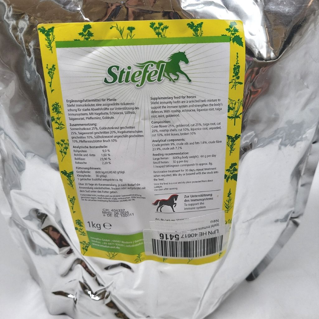 Stiefel Immunkräuter Für Pferde – 100% Natürliche Kräutermischung Mit Hagebutte, 1kg, Zur Stärkung Der Abwehrkräfte & Immunsystem