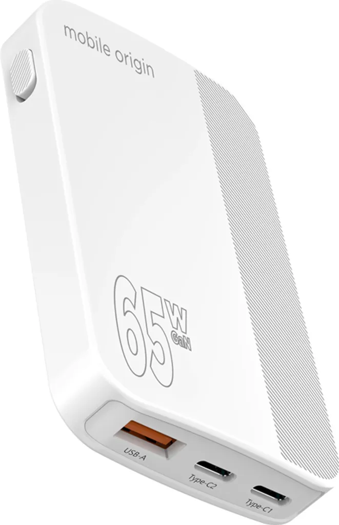 Mobile Origin 65W GaN III Slim Charger - Caricabatterie USB-C Bianco