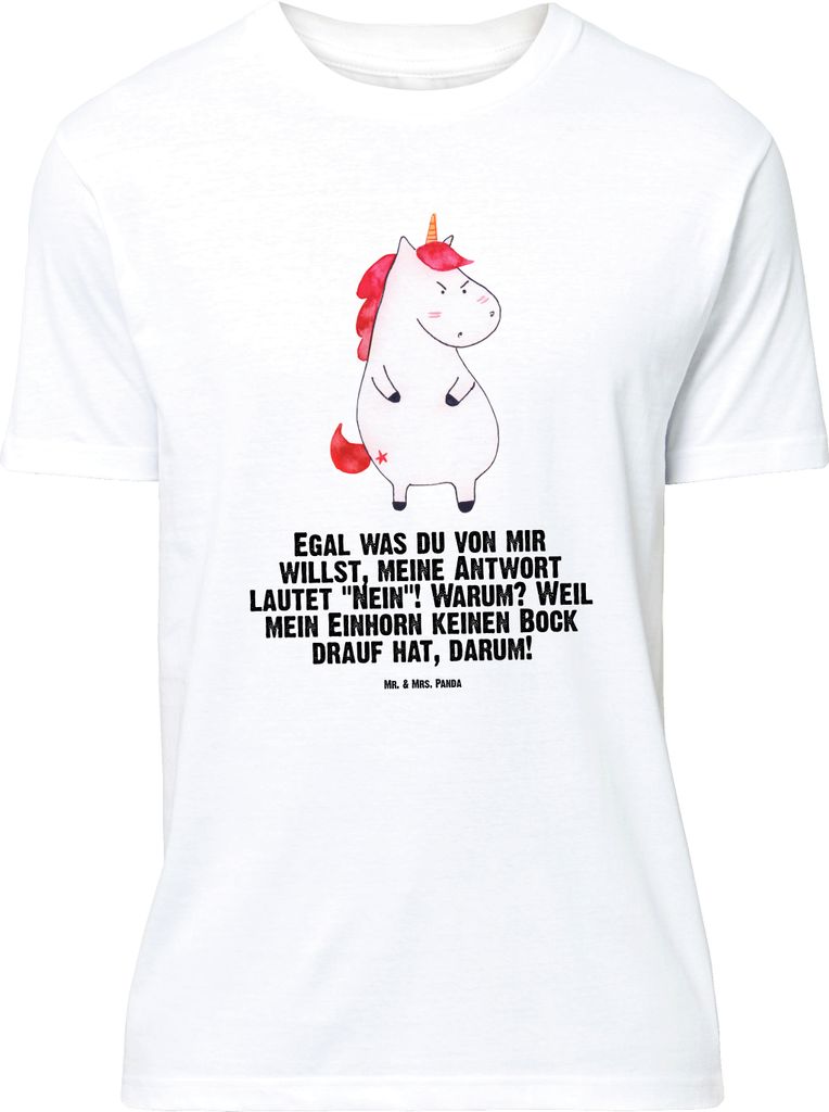 Mr. & Mrs. Panda Größe XL T-Shirt Einhorn Wut - Weiß - Geschenk, mit Spruch, Spaß, Shirt, Unicorn, Nein, Arbeit, Einhörner, Tshirt