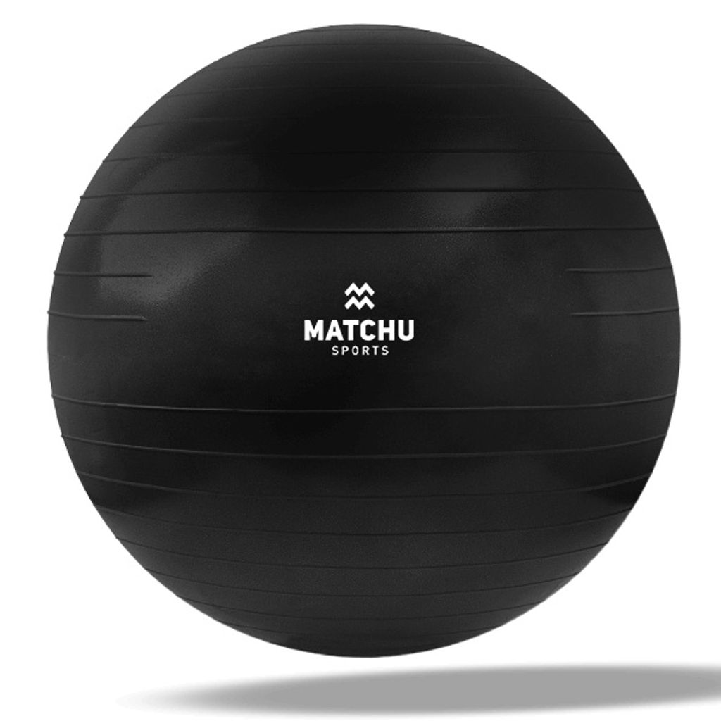 Matchu Sports Gymnastikball (85 cm Schwarz Anti-Burst) mit Luftpumpe, Sitzball Büro, Yogaball Fitnesball, Pilatesball, Pezziball, Sport Ball