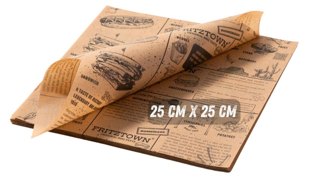 FRITZTOWN® Deli Paper Braun 25x25 cm – 100 Blatt | Produktbild 
