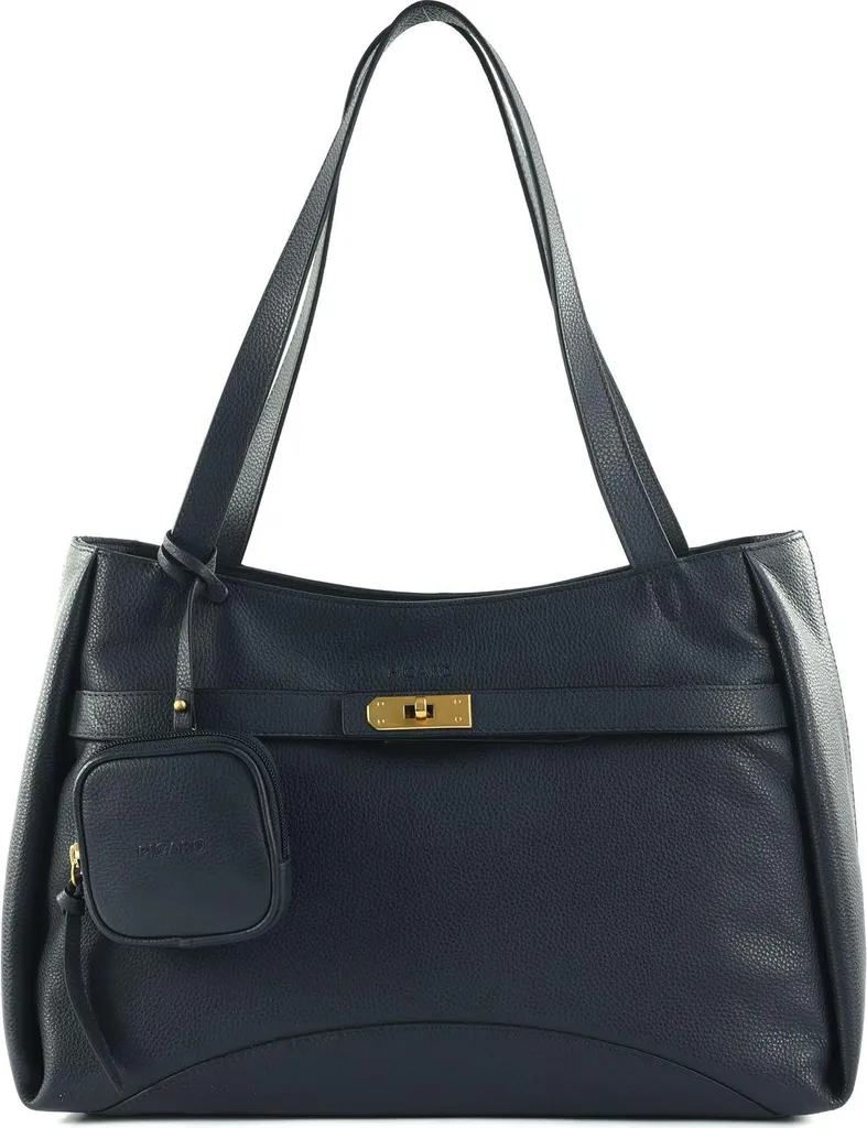 Sac à main bleu marine Picard Odeon Cityshopper en cuir premium