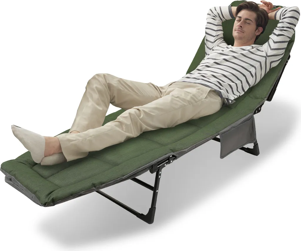 Chaise Longue de Pêche Stable en Acier Réglable Lit de Camp Carpe 150kg