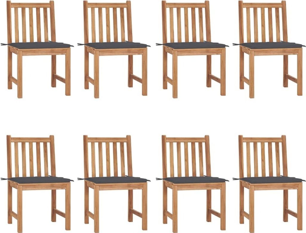 The Living Store Gartenstühle 8 Stk. mit Kissen Massivholz Teak