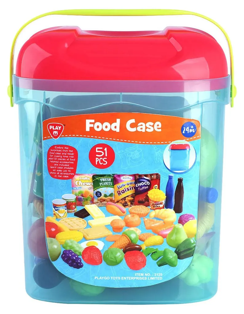 Mallette de Jeu Cuisine Enfant avec 51 Aliments Factices et Stockage