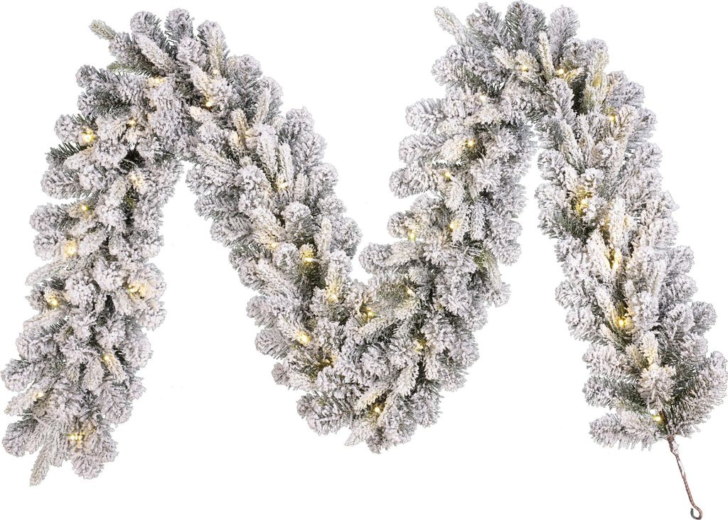 Black Box Trees Glendon Garland mit Beleuchtung – Weihnachtsgirlande mit Schnee L270 cm – Weihnachtsdekoration mit Lichtern – Frosted