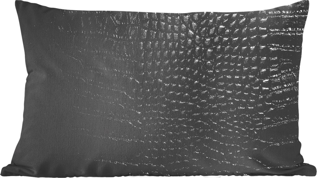MuchoWow Zierkissen Sofakissen Wohnzimmer Dekokissen 50x30 cm Leder - Textur - Schwarz - Grau - Wohnzimmerdekoration - Polster mit Photo