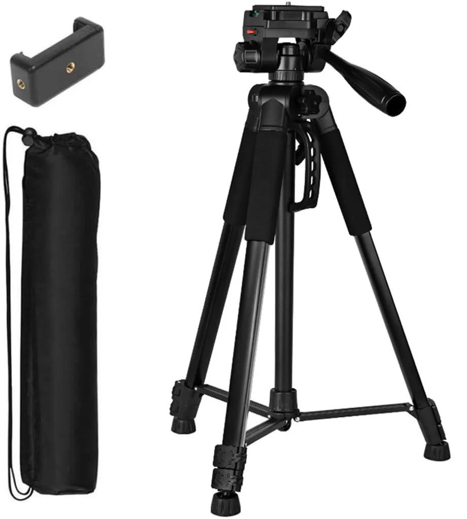 Trépied 170 cm anti-vibration pour téléphone et photo avec lumière LED