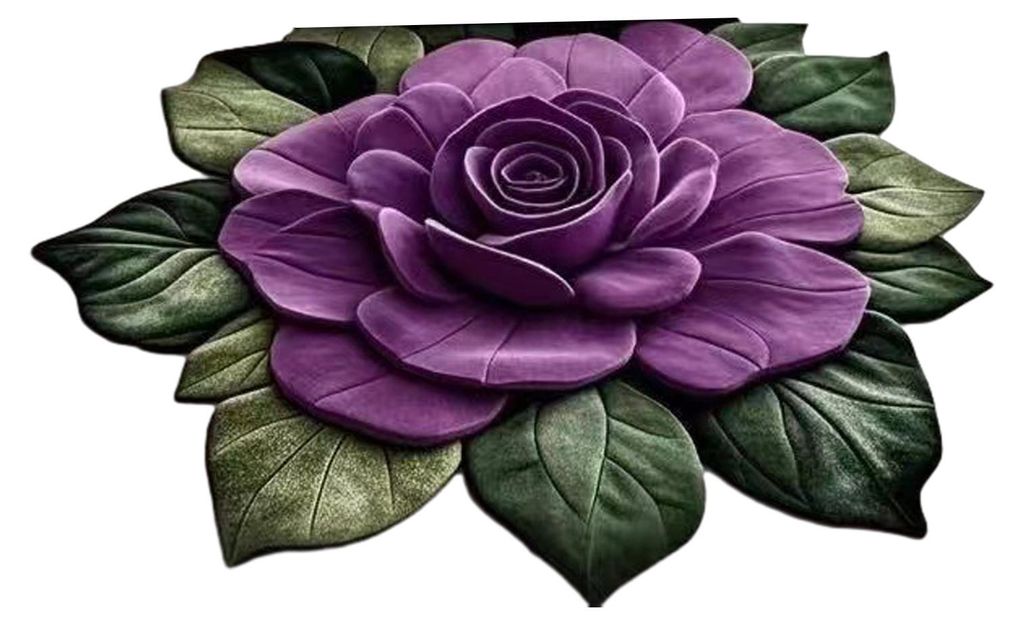 Florale Plüsch-Fußmatte mit 3D-Optik, rutschfest, wasserabsorbierend, für Wohnzimmer, Badezimmer und Küche