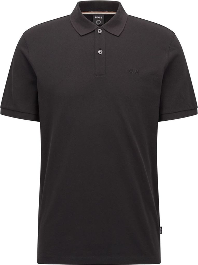 Boss Black Pallas Polo weite Passform einfarbig schwarz Baumwolle