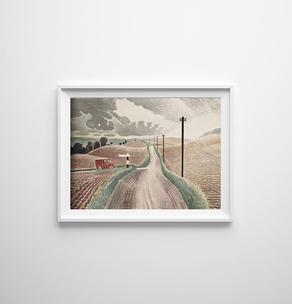 Poster - Canvas - Leinwand - 42 cm x 29,7 cm - Wiltshire Landschaft Eric Ravilious