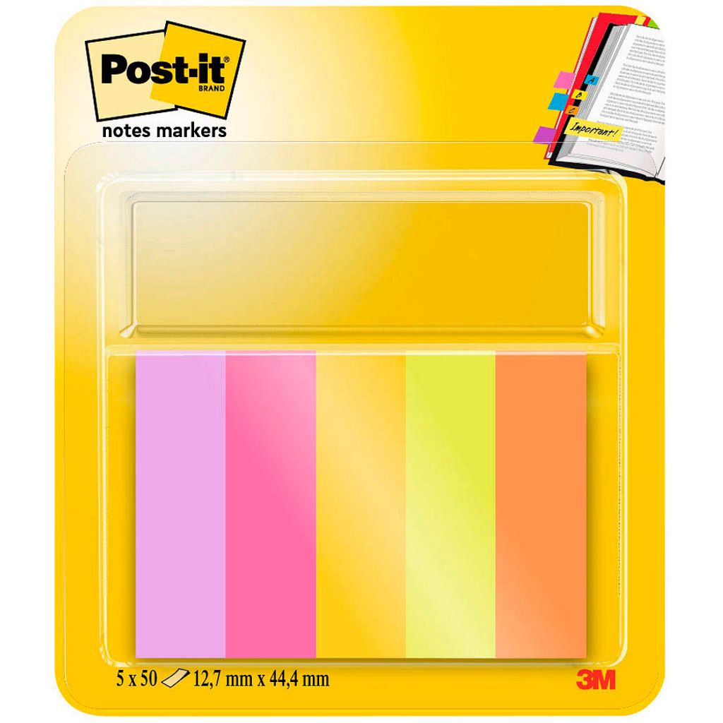 Post-it Haftstreifen Page Marker 12,7 x 44,4 mm Energetic 5 Blöcke á 50 Blatt