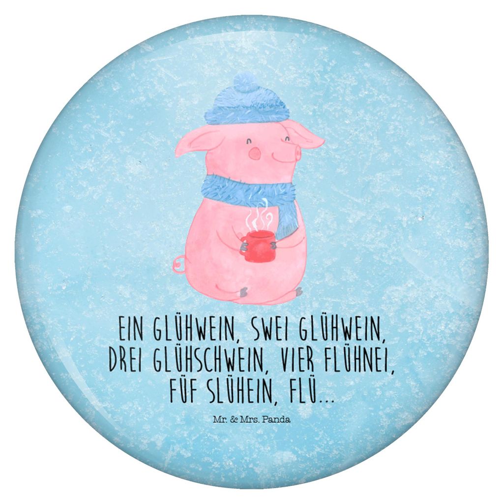 Mr. & Mrs. Panda 50mm Button Schweinchen Glühwein - Eisblau - Geschenk, Betrunken, Weihnachten, Anstecker, Plakette, Ansteck Pin, Spruch, Badge, W...