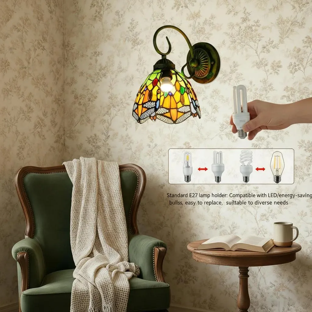 Applique murale Libelle orange non dimmable en verre coloré culot E27