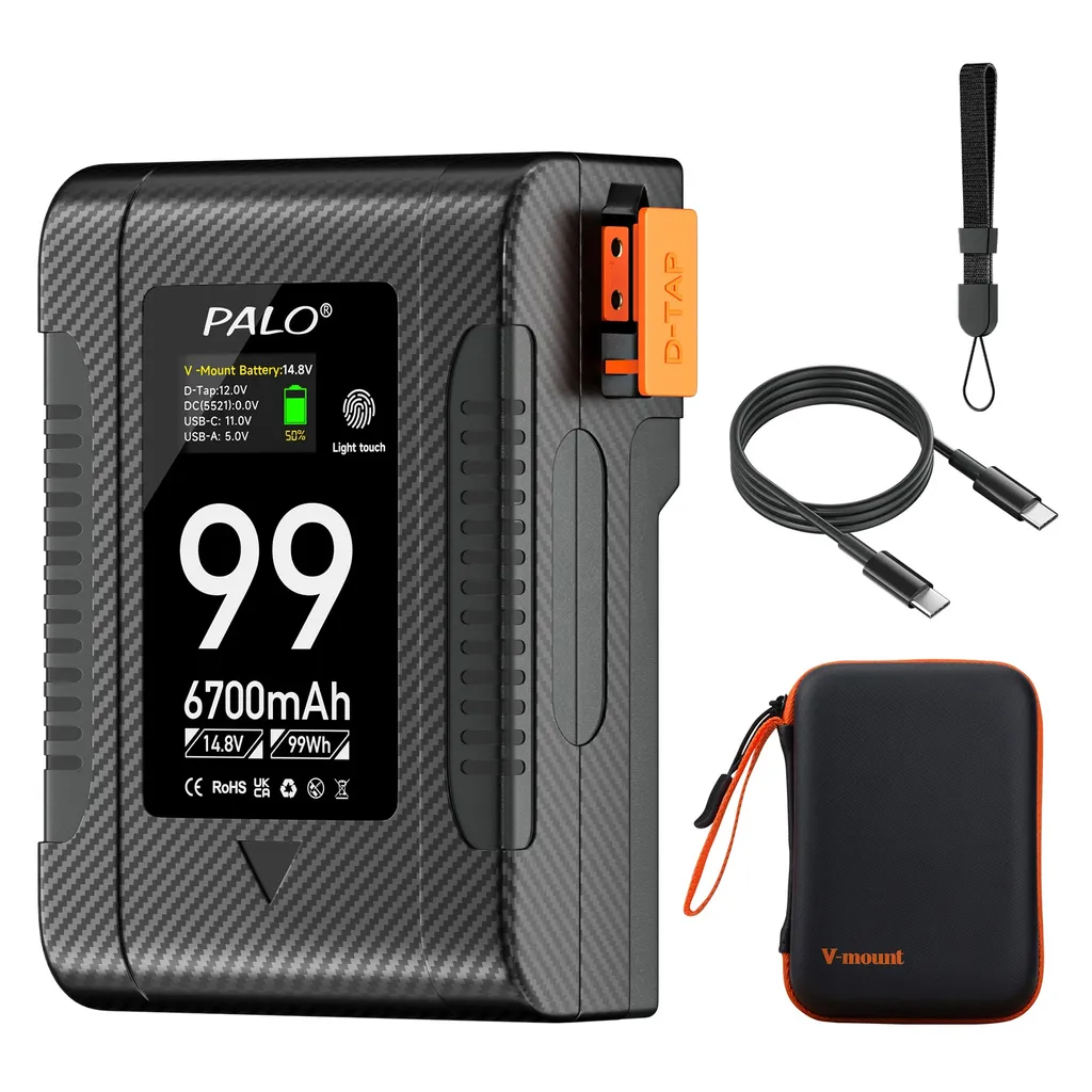 Batterie V-Mount 199Wh pour tournage vidéo longue durée et écran LCD
