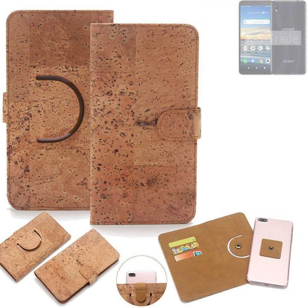K-S-Trade Handy-Hülle Schutz-Hülle kompatibel mit Alcatel Lumos Handyhülle Schutzhülle Korkhülle Kork-Hülle 1x