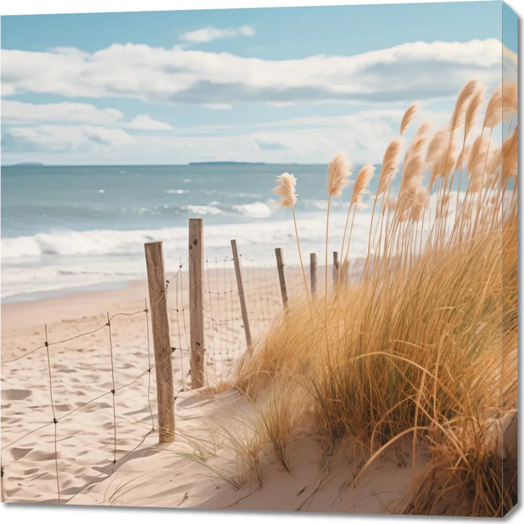 Décoration Murale Murmures côtiers - Grand Tableau Carré Moderne 90x90 cm