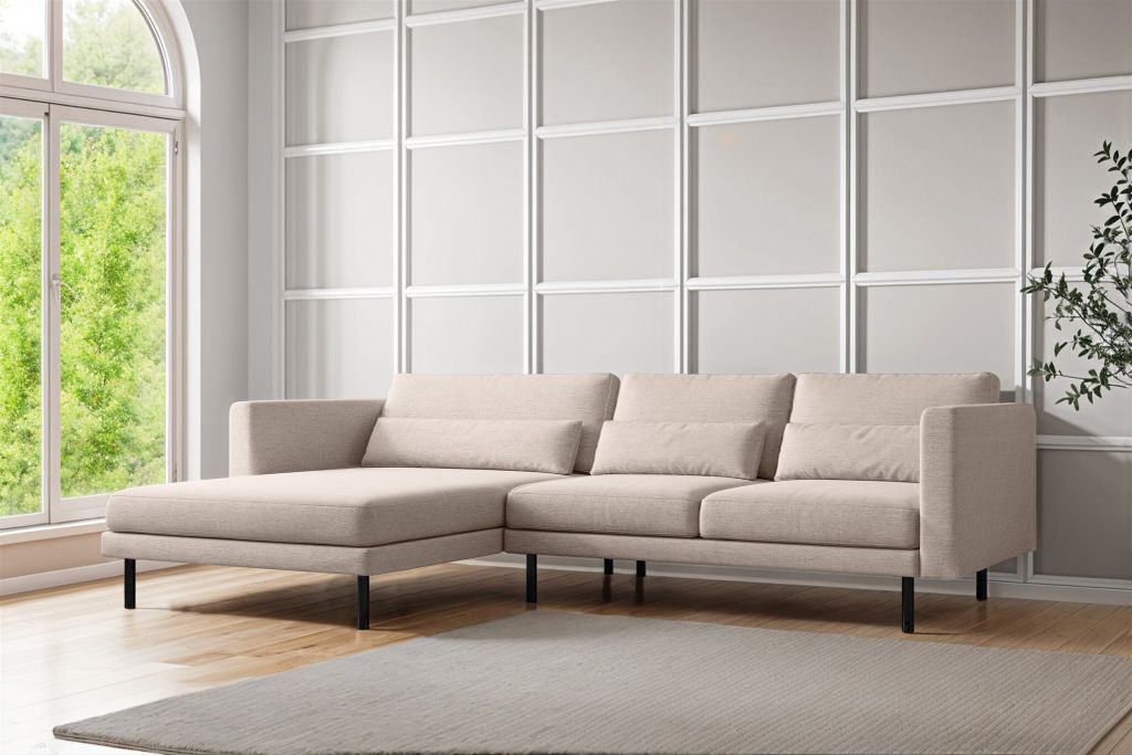 Ecksofa Designersofa AGADA in Stoff Verita Beige Ottomane Links