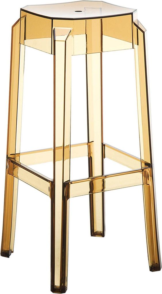 Moderner Barhocker – Designstuhl mit Komfort – witterungsbeständig, stapelbar und UV-beständig, Farbe: Bernstein
