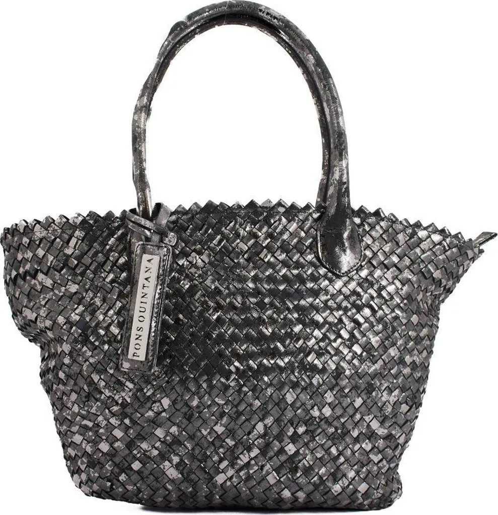 Sac cabas pour femme Pons Quintana V209 argenté en cuir véritable
