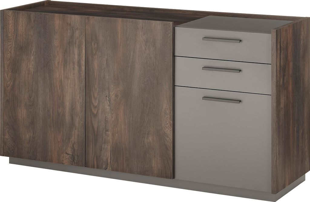 LIVOJO M18 Wohnzimmer Sideboard schmal 152 x 80 x 45 cm Thermo Oak & Anthrazit