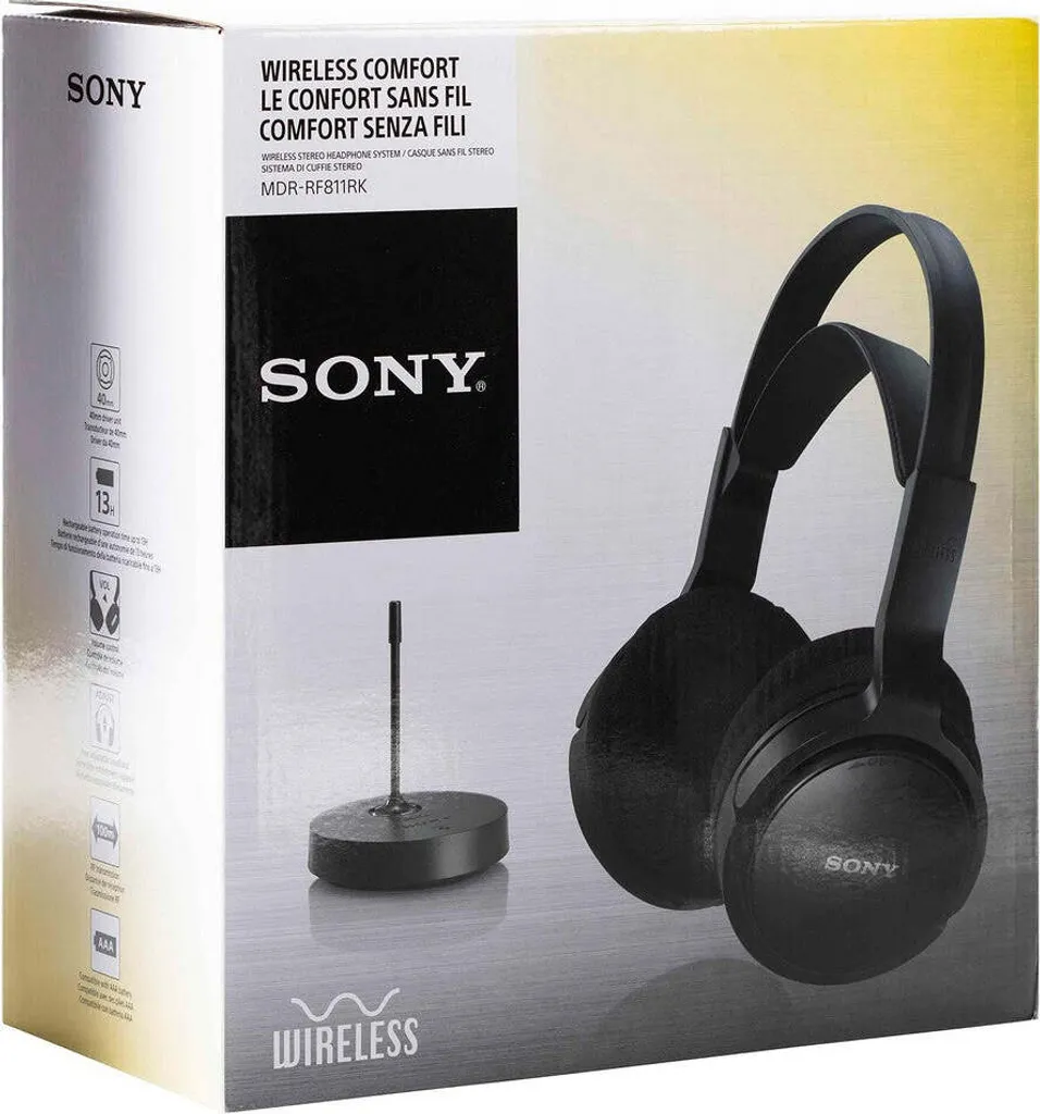 Sony MDR-RF811RK Casque sans fil noir haute fidélité avec portée 100m