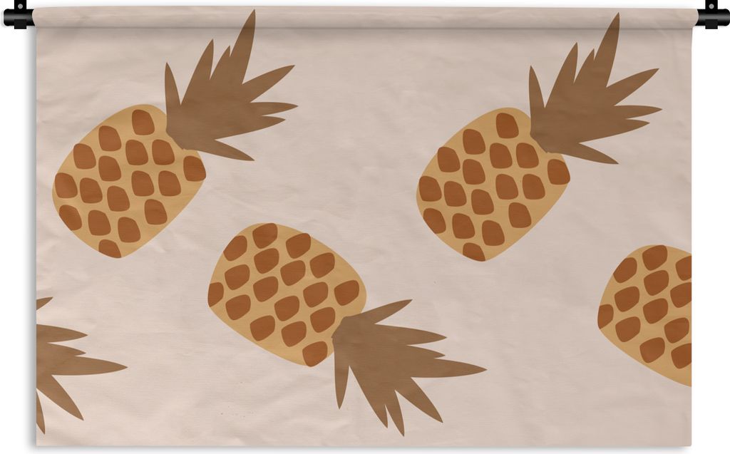 MuchoWow Wandteppich Wandbehang Sommer - Ananas - Pastell 150x100 cm Tapisserie Dekoration Wandtuch - Waschbar - Tapisserien - Wand-Decke