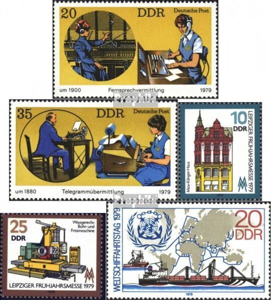 Briefmarken DDR 1979 Mi 2400-2401,2403-2404,2405 (kompl.Ausg.) postfrisch Fernsprechvermittlung und Telegrammübermittlung
