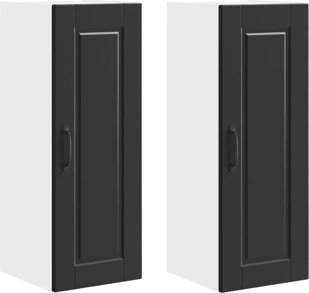 Mobiletto da cucina 2 pezzi nero 30 x 31 x 80 cm materiale a base di legno