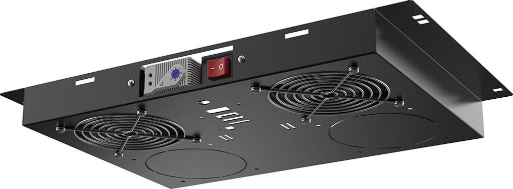 Rockstable 1HE 19 Zoll in Rack Lüftereinheit mit 2 Hochleistungslüfter - manuelle Temperatursteuerung | PremiumLine RSPL19-FT2