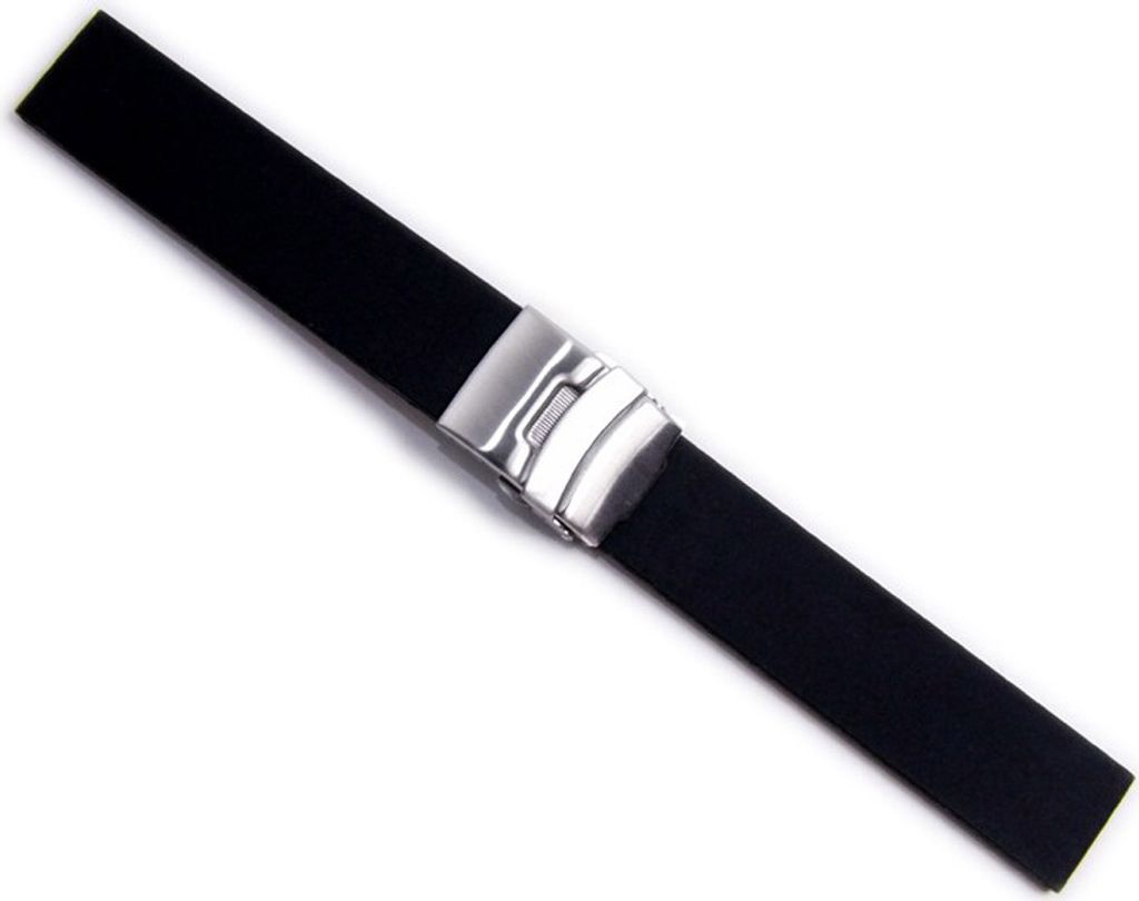 Minott Rubber Ersatzband Uhrenarmband Silikon Band schwarz Wasserfest 20975S, Stegbreite:24mm