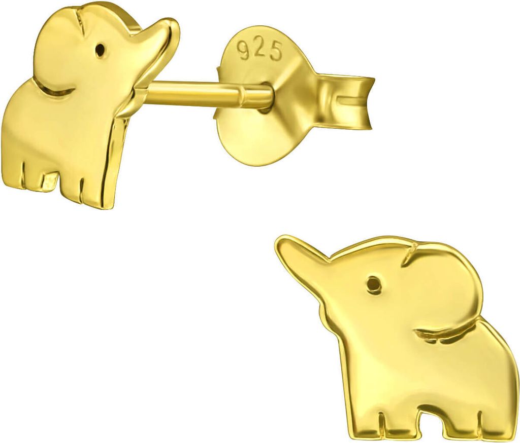 Ohrringe Ohrstecker Elefant 925 Sterling Silber vergoldet Material - Silber vergoldet
