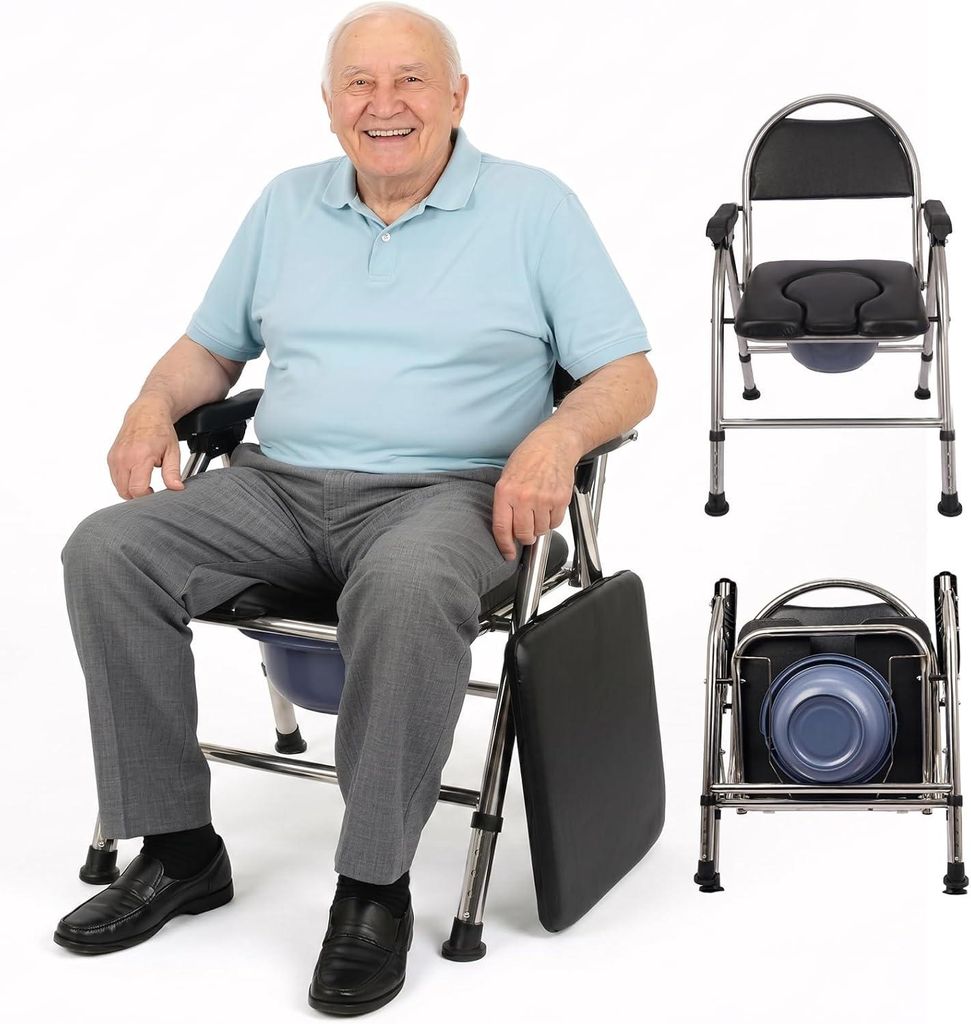 4in1 Toilettenstuhl für Senioren Duschstuhl WC-Stuhl Produktbild 