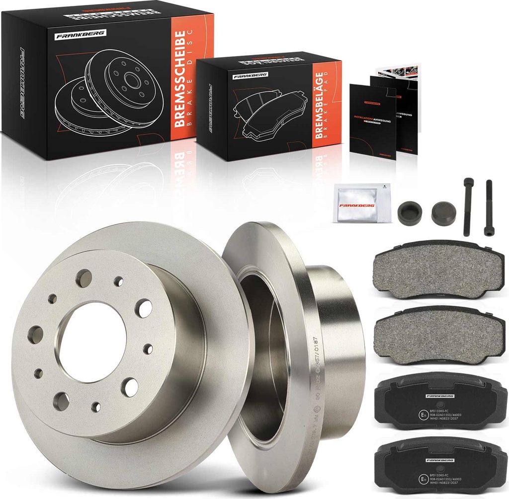Frankberg 2x Bremsscheiben 4x Bremsbeläge Hinterachse für Citroën Jumper Fiat Ducato Peugeot Boxer