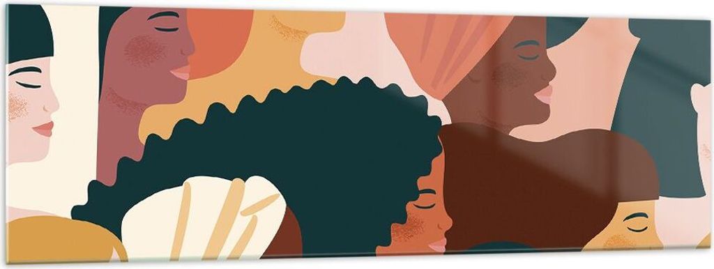 Bilder auf glas - Einteilig - Frauen Multikulturalismus Modern - 160x50cm - Glasbilder - Wandbilder - Bilder - Wanddekoration aus Glas - Glas Bilde...
