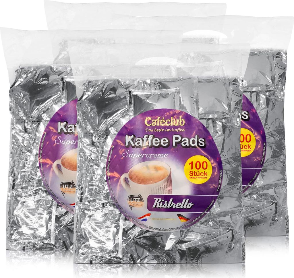 Cafeclub Kaffeepads Ristretto Supercreme Megabeutel 100 Stück (4er Pack)