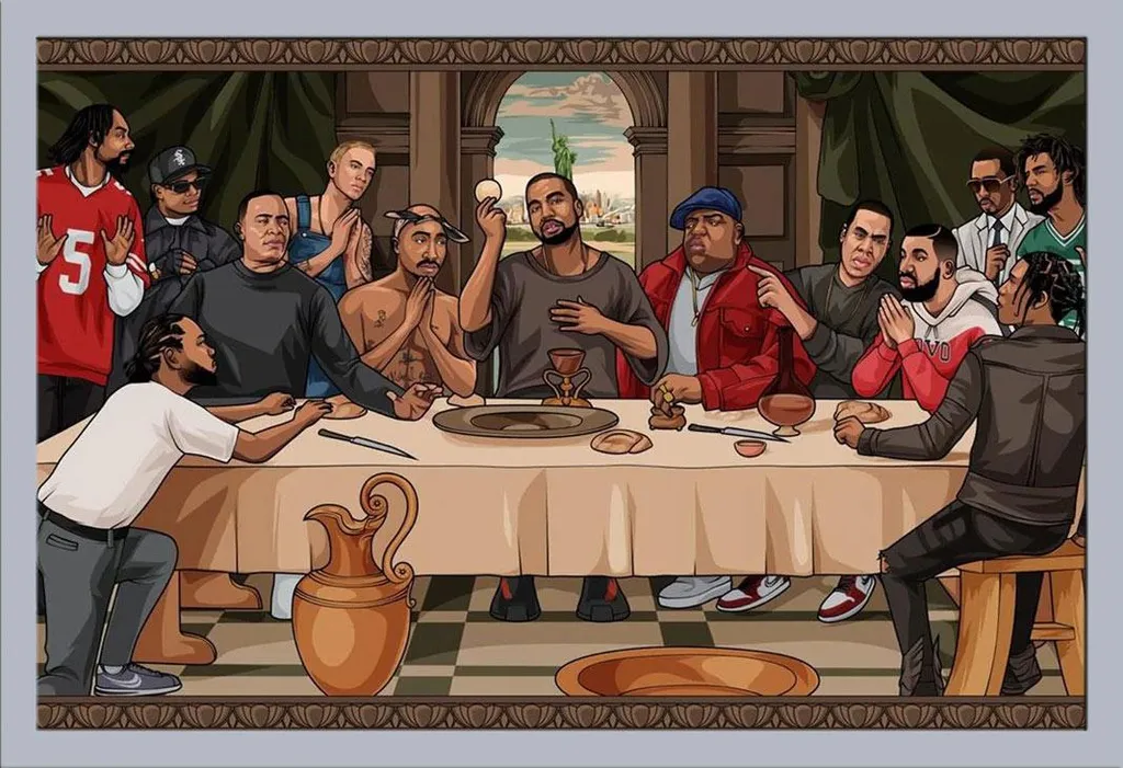 Quadro Last Supper Hip Hop Cornice Argento Shinsuke Maxi Poster