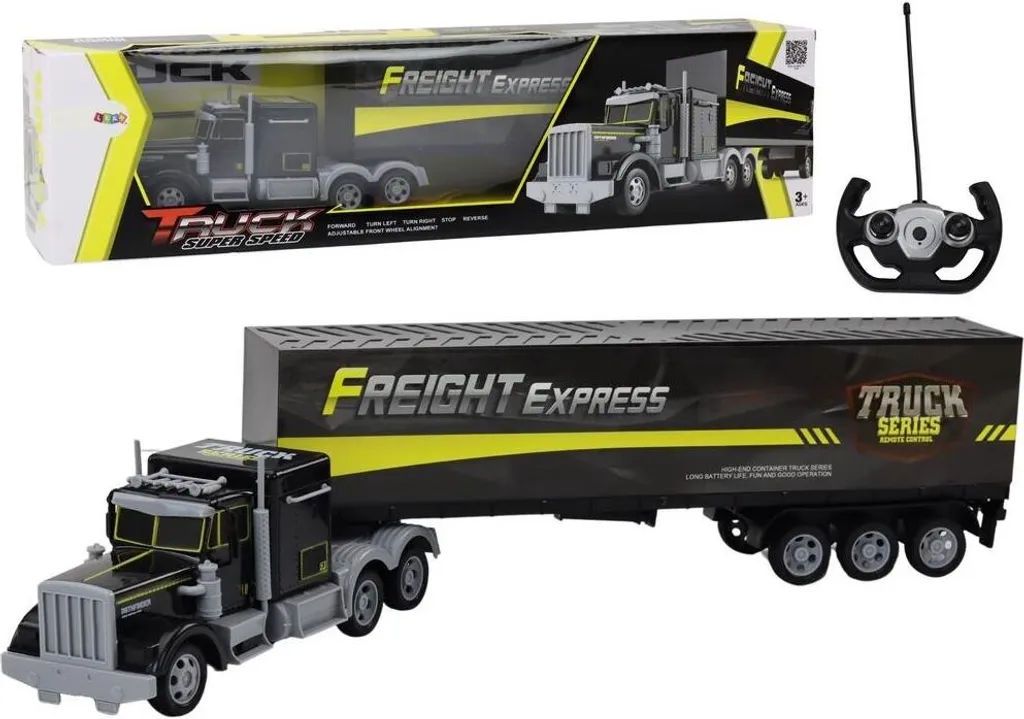 Jouet Camion Télécommandé Jaune avec Phares LED Fréquence 27MHZ