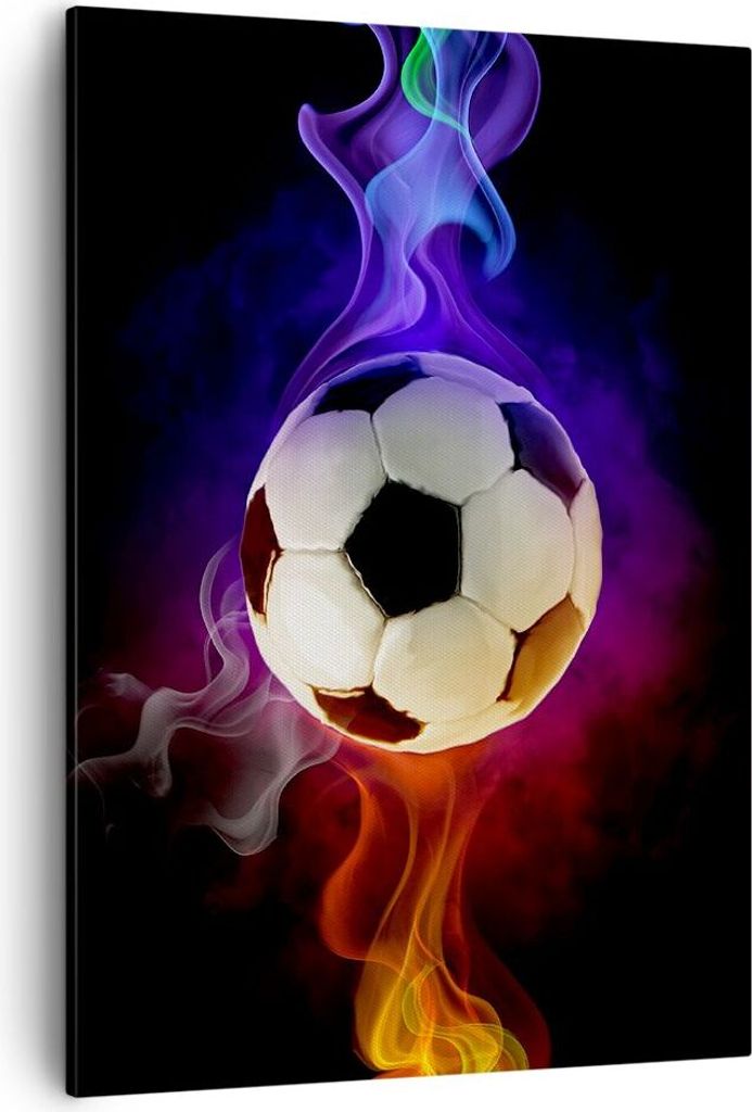 Bild auf Leinwand - Leinwandbild - Einteilig - Abstrakt ball flamme fußball - 50x70cm - Wand Bild - Wanddeko - Wandbilder - Leinwanddruck - Wandde...