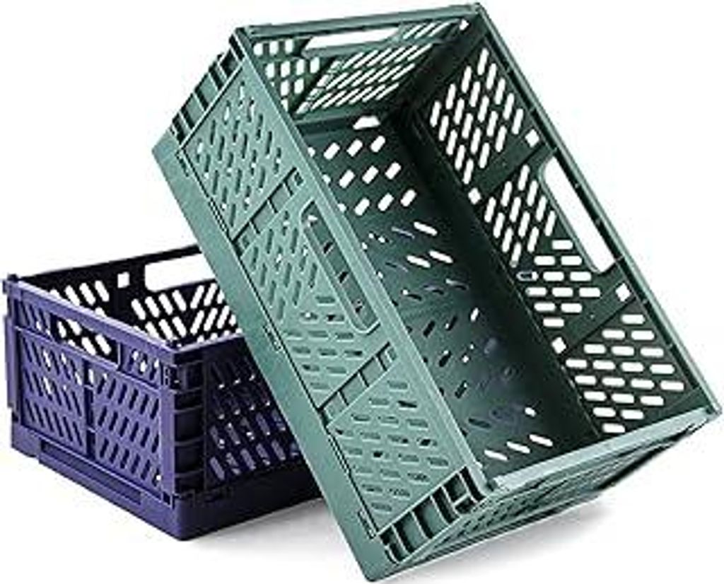 Spesh 2 Stücke Klappkiste Plastik Klappkorb Faltbare Aufbewahrungskorb aus Kunststoff Stabile Klappboxen für Küche, Schlafzimmer, Arbeitszimmer(...