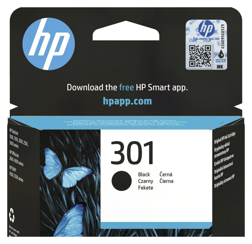 HP 301 Schwarz Original Druckerpatrone, Standardertrag, Produktbild 