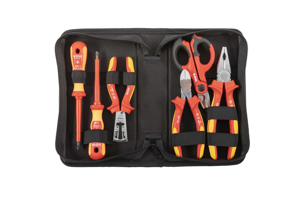 VBW Elektriker Werkzeug Set Profi + Schraubendreher Seitenschneider Zange Tasche