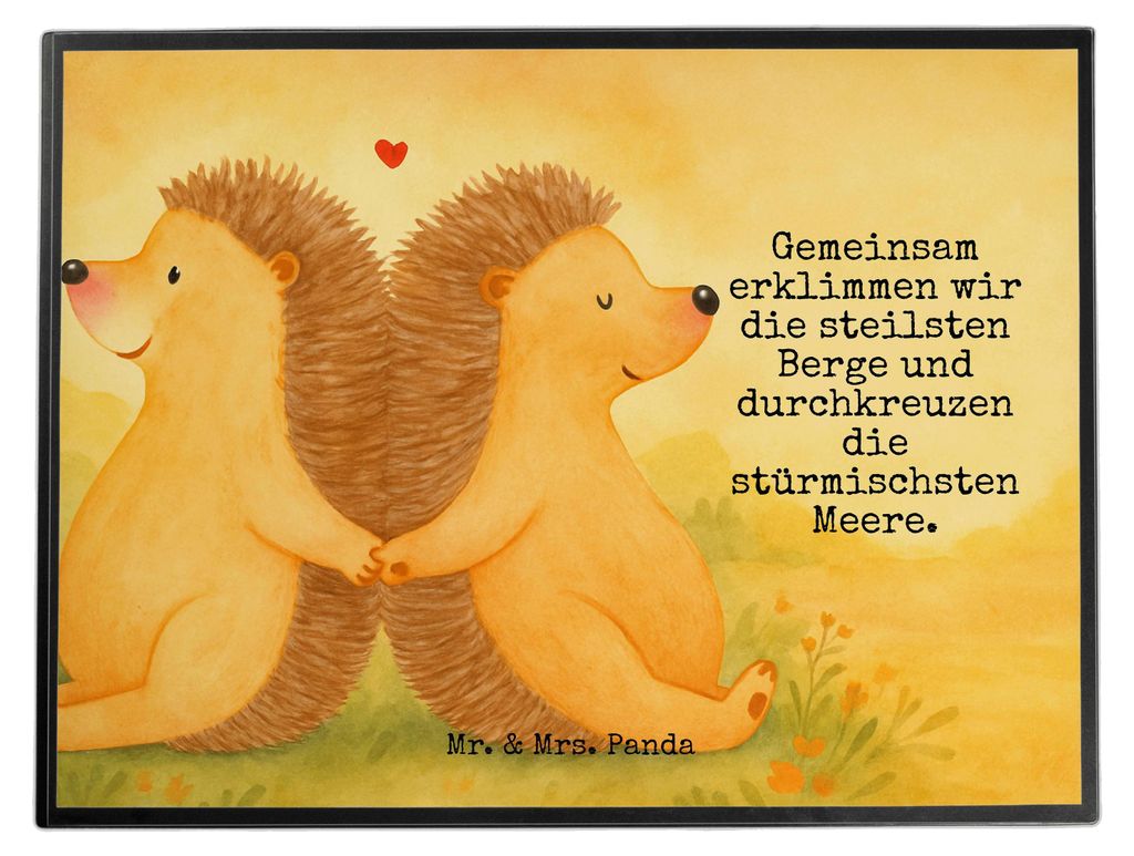 Mr. & Mrs. Panda schreibtischunterlage Igel händchenhaltend Design - Weiß - Geschenk, malmatte, Lieblingsmensch, Unterlage Schreibtisch, schreibt...