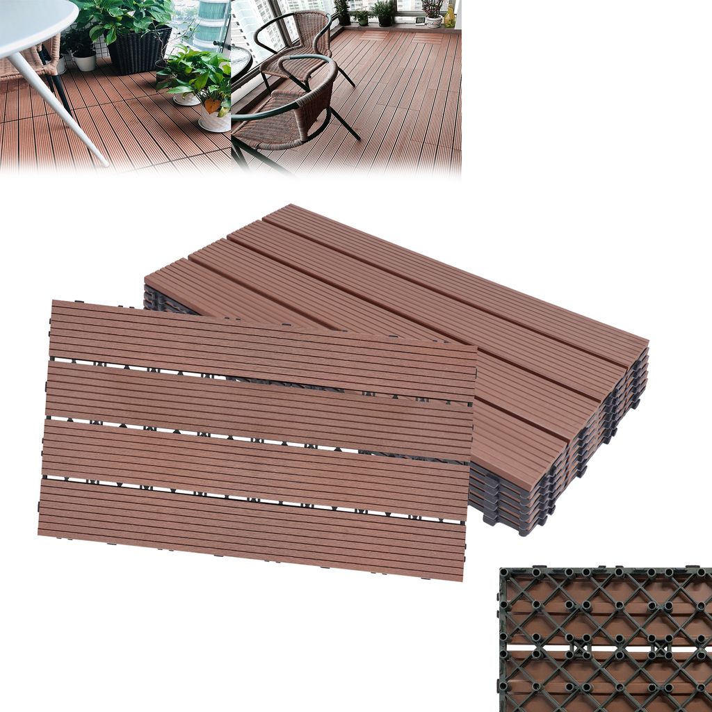 LARS360 12 Stück WPC Fliese, 2qm 30x60cm Terrassenfliesen Produktbild 
