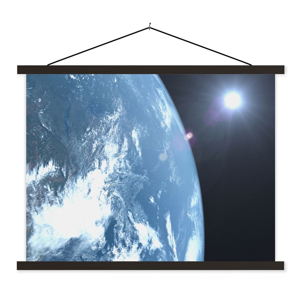 MuchoWow Textilposter Die Erde des Sonnensystems 120x90 cm mit schwarzem Rahmen - Aufhänger für Poster